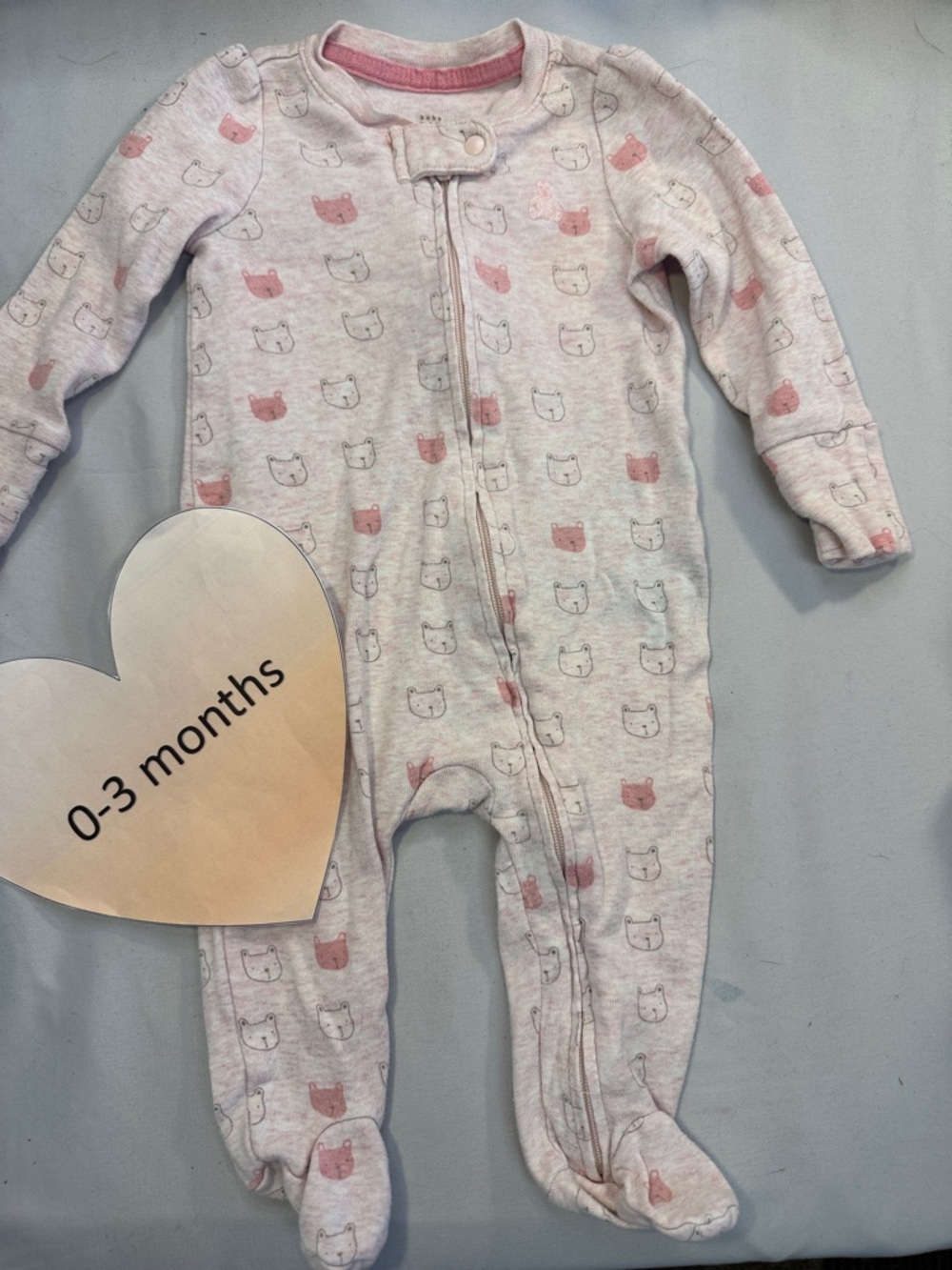 GAP Baby - Pink Baby Convertible Onesie Sleeper with Bear Pattern